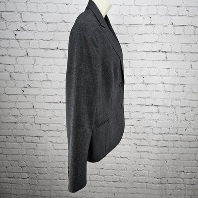 Jones NY Grey Wool Blend Stretch Platinum Easy Care Peak Blazer Suit Jacket 16