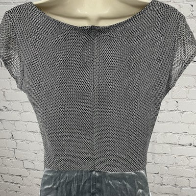 JS Collections Grey Metallic Fit & Flare Short Sleeve Prom Evening Dress Size 12