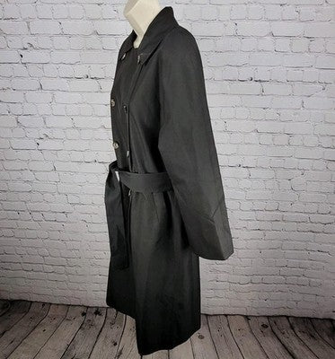 Caara Black Double Breasted Buttoned Belted Lightweight Trench Pea Coat Small S