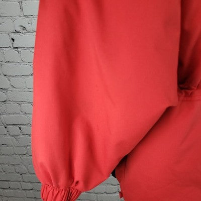 VTG Skiing Passport Retro Red Insulated Hooded Zip Pockets Jacket Size Medium M