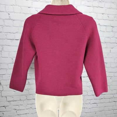 VTG Mirsa Red 100% Wool 2 Piece Set Buttoned 3/4 Sleeve Crop Jacket Top Italy 8