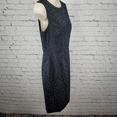 Jay Godfrey Black Leopard Sleeveless Stretch Lined Slit Knee Length Dress 10