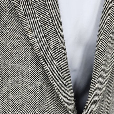 VTG Silvermans Black White Linen Wool Blend Herringbone Blazer Sport Coat 42R