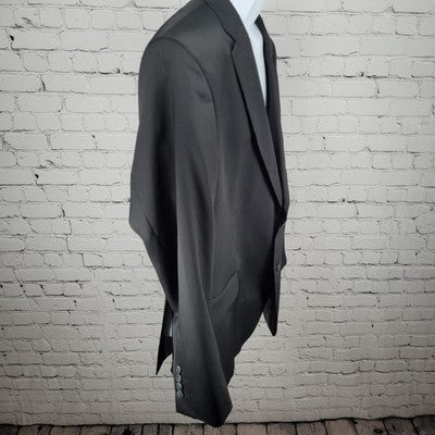 Haggar Black Tailored Fit 2 Button Double Vent Notch Blazer Sport Coat Size 48R