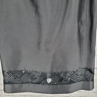 Adrianna Papell Evening Essentials Black Silk Blend Knee Length Straight Skirt 8
