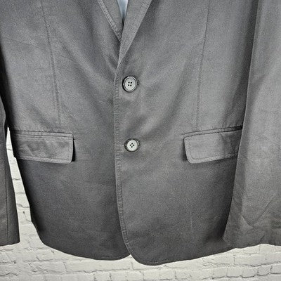 Connor Black Cotton Blend Twill 2 Button Double Vent Notch Blazer Sport Coat 42