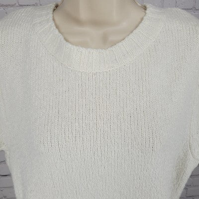 Anthropologie White Soft Cozy Chunky Knit Short Sleeve Sweater Top Size XS