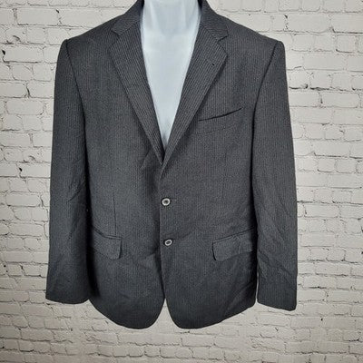 Joseph Abboud Grey 100% Wool Pinstriped 2 Button Blazer Sport Coat USA Made 40R