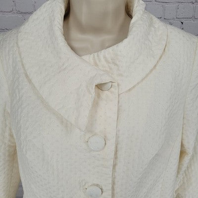 Citrine Collection Ivory Glitter Buttoned Lined Jacket Canada Made Size 10