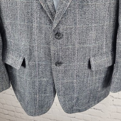 VTG Benchley Ltd Black White 2 Button Vented Notch Blazer Sport Coat USA 42S
