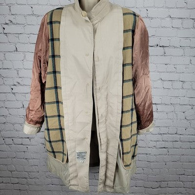 London Fog Beige Limited Edition Buttoned Removable Plaid Liner Trench Coat 10R
