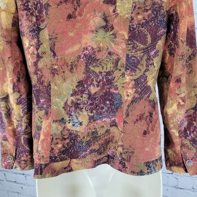 Coldwater Creek Multicolor Cotton Stretch Lightweight Buttoned Jacket Size 6P