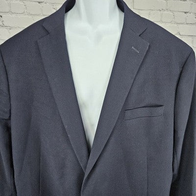 Stafford Navy Wool Blend Executive Classic Fit Hopsack Blazer Notch Stretch 54R