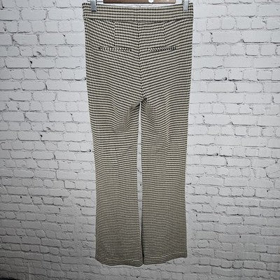 Tahari Tan Black Houndstooth Mid Rise Bootcut Side Zip Stretch Pants XS (26x31)