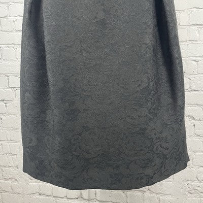 Magashoni Black Floral Pleated Zipped Lined Pockets Knee Length Skirt Size 6