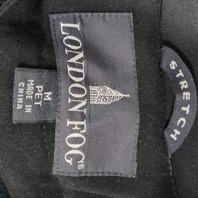 London Fog Black Microfiber Stretch Buttoned Hooded Warmer Liner Coat M Petite