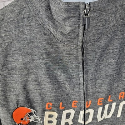 Cleveland Browns NFL Grey Reebok Full Zip Windbreaker Jacket Pockets Size XL