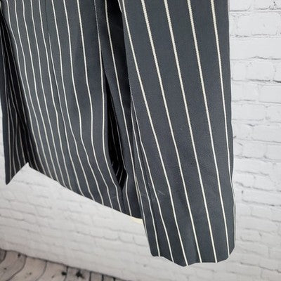 Austin Reed Black Striped 100% Worsted Wool Peak Blazer Jacket USA Petite 4P