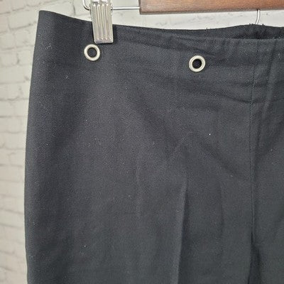 J. McLaughlin Black Cotton Grommet Mid Rise Cropped Pants USA Made 8 (30x25)