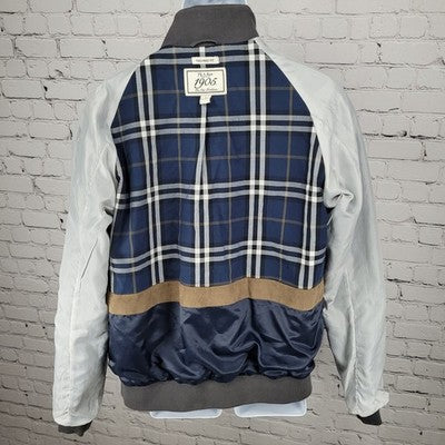 Jos A Bank Grey Tailored Fit Lightweight Full Zip Bomber Jacket Size Large L