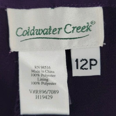 Coldwater Creek Purple High Rise Wide Leg Side Slits Pants Petite 12P (34x27)