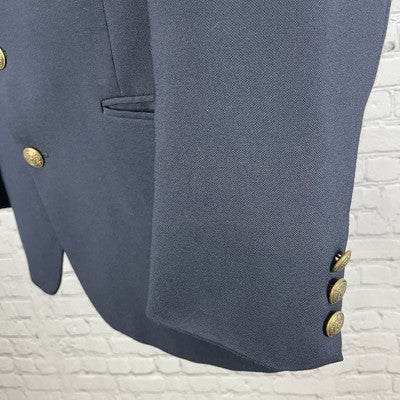 VTG Fabergi Navy 2 Gold Button Blazer Notch Sport Coat Hand Tailored Size 43R