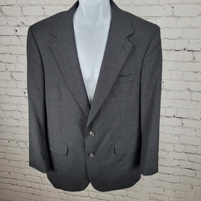 VTG Perlis Grey 100% Wool 2 Button Notch Blazer Sport Coat USA Made Size 42