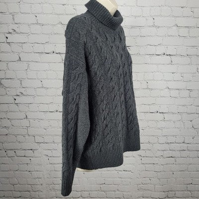 Nordstrom Grey Wool Blend Long Sleeve Turtleneck Pullover Sweater Medium M