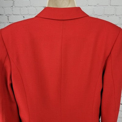 VTG SB Collection Red 100% Wool 3 Button Vented Notch Blazer Jacket USA 10