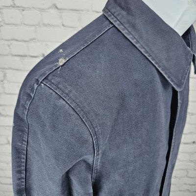 A.P.C. Rue Madame Paris Navy 100% Cotton Twill Button Lined Long Coat XS *bleach