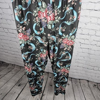 VTG Mainberry Inc Los Angeles Multicolor Floral Sleeveless Tapered Jumpsuit US L