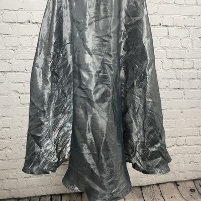 JS Collections Grey Metallic Fit & Flare Short Sleeve Prom Evening Dress Size 12