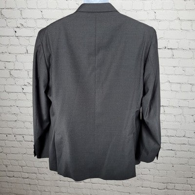 Massimo Dutti Black Super 130's Wool Pinstriped Notch Blazer Sport Coat Size 46