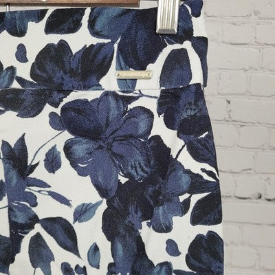 Joseph Ribkoff Blue Floral Lightweight Stretch Mid Rise Pants Size 8 (26x36)
