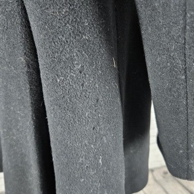 Preston & York Black Wool Blend Button Bow Collar Lined Over Coat 12 *defects