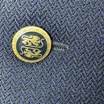 VTG Just Men’s Navy Textured 2 Gold Button Ventless Blazer Sport Coat Size 42L