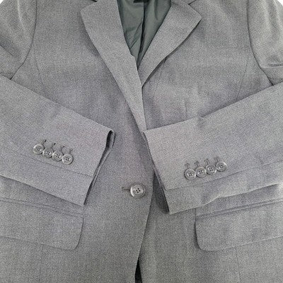 Ann Taylor Grey Stretch 1 Button Notch Faux Pockets Blazer Suit Jacket Size 2