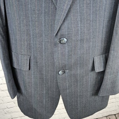 Austin Reed Navy 100% Wool Pinstriped 2 Button Notch Blazer Sport Coat USA 41L