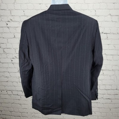 Hart Schaffner Marx Navy 100% Wool Pinstriped 2 Button Blazer Sport Coat USA 40R