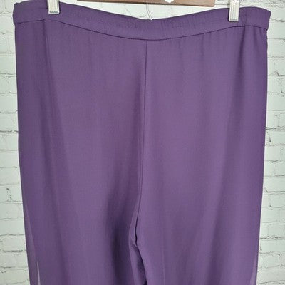 Coldwater Creek Purple High Rise Wide Leg Side Slits Pants Petite 12P (34x27)