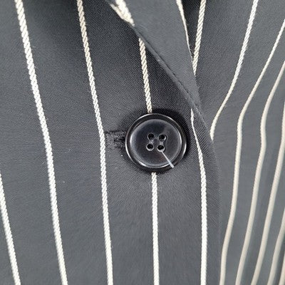 Austin Reed Black Striped 100% Worsted Wool Peak Blazer Jacket USA Petite 4P