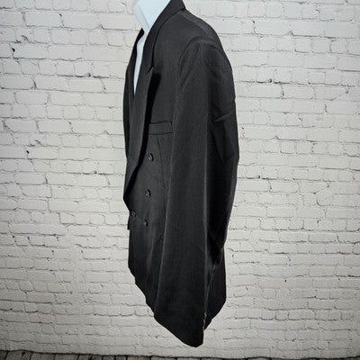 VTG Paul Rodon Black Wool Blend Double Breast Blazer Sport Coat US 46L *tear