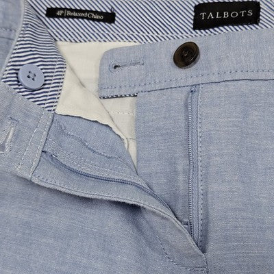 Talbots Blue Relaxed Chambray 100% Cotton Mid Rise Tapered Pants 4P (31x26)