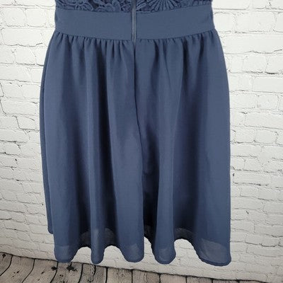 Lulus Navy Navy Blue Floral Crochet Lace Halter Lined A-Line Short Dress XS