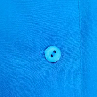 VTG Petites By Willi Blue Pleated Buttoned Short Sleeve A Line Dress USA 8