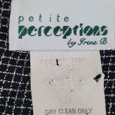 VTG Perceptions Black Check Unlined Sleeveless Dress Size USA Made Size 14P