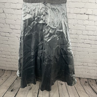 JS Collections Grey Metallic Fit & Flare Short Sleeve Prom Evening Dress Size 12