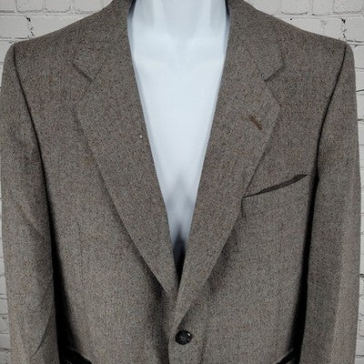 VTG Cardin Grey Brown Couture Collection 2 Button Notch Blazer Sport Coat USA 41