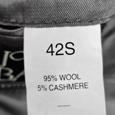 Jos A Bank Black Ivory Wool Cashmere Check 2 Button Notch Blazer Sport Coat 42S
