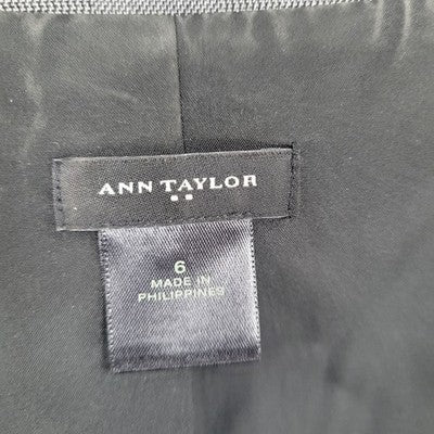Ann Taylor Grey Glen Check Buttoned Notch Blazer Suit Jacket Size 6